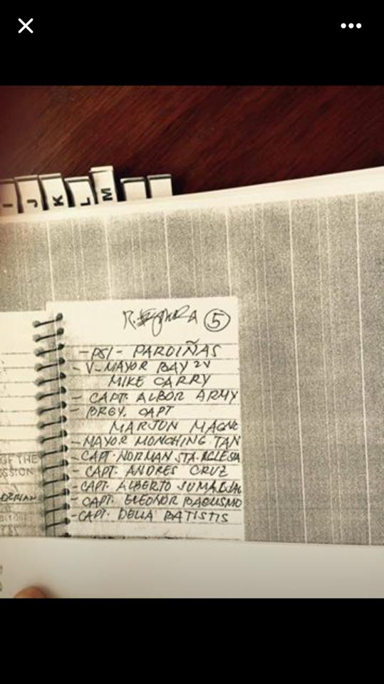 Who really killed Rolando Espinosa? A copy of Mayor Espinosa's notebook